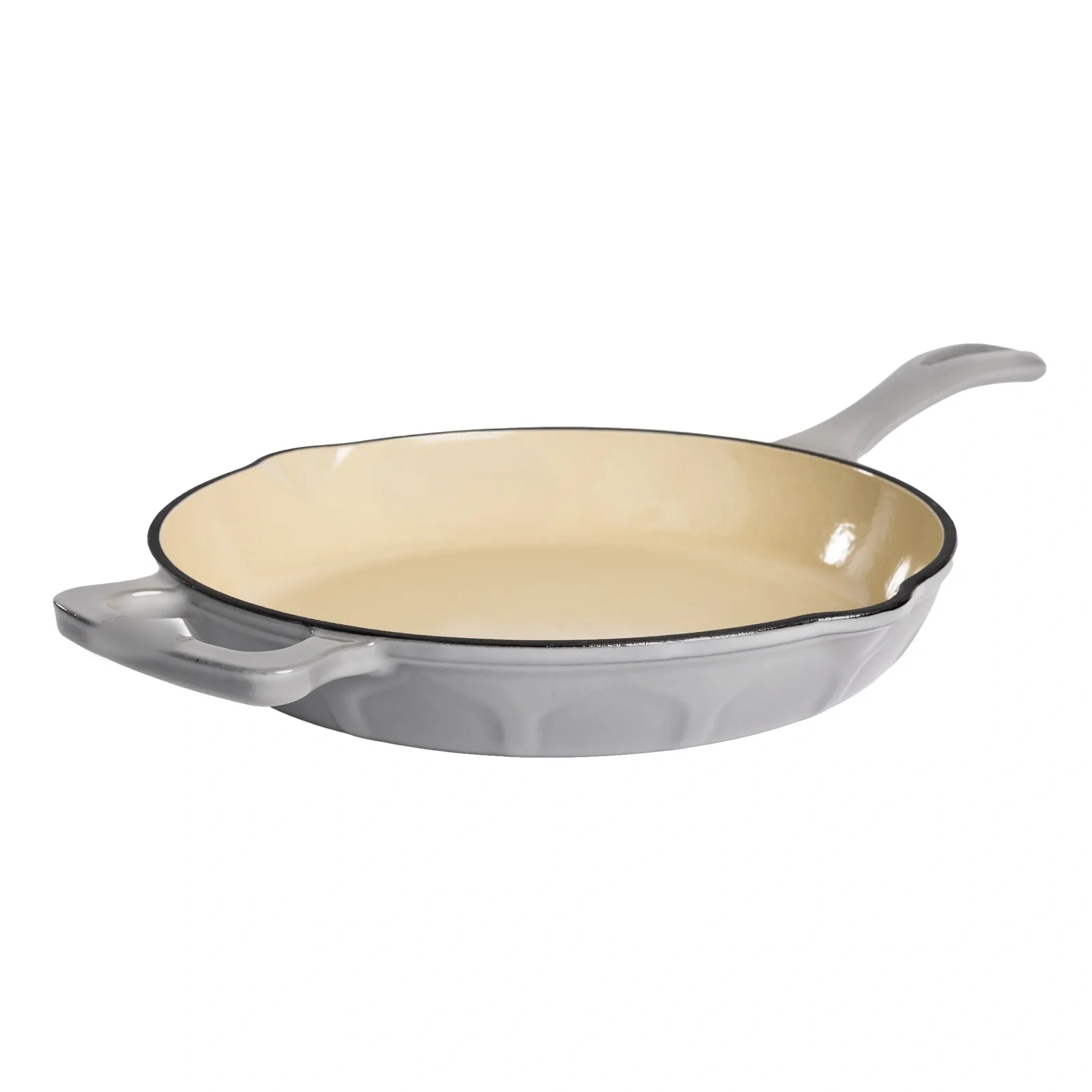 Enamelled cast-iron skillet with a cream interior